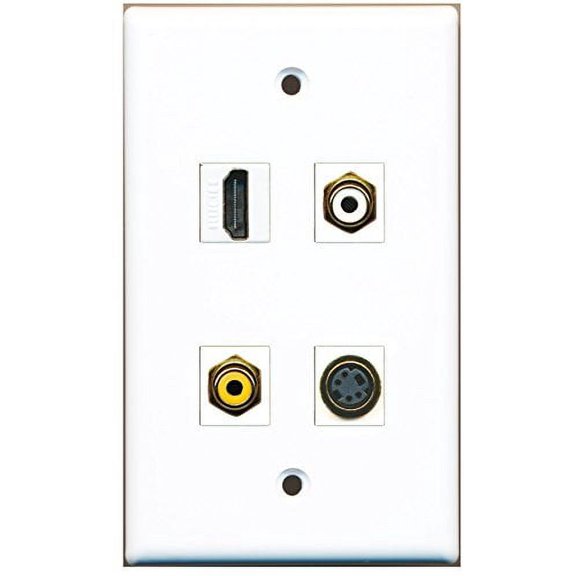 RiteAV - 1 Port HDMI 1 Port RCA White 1 Port RCA Yellow 1 Port S-Video Wall Plate