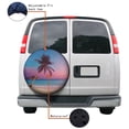 thumbnail image 4 of KAKALAD Ocean Sunrise Tropical Palm Tree Island Hawaiian Waves 02 Spare Tire Cover Universal Vehicle Accessories Buckle Car Tools 17”in, 4 of 6