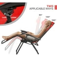 thumbnail image 6 of Folding Zero Gravity Chairs Set of 2, Outdoor Reclining Camping Chairs, Patio Lounge Recliners with Side Table & Cup Holder Tray, Red, 6 of 26