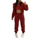 thumbnail image 1 of Gibobby Set Pants y Sudadera Mujer Conjunto de sudadera y pantalones con capucha para mujer, ropa deportiva informal de forro polar con estampado de de 3 piez(Rojo,CH), 1 of 5