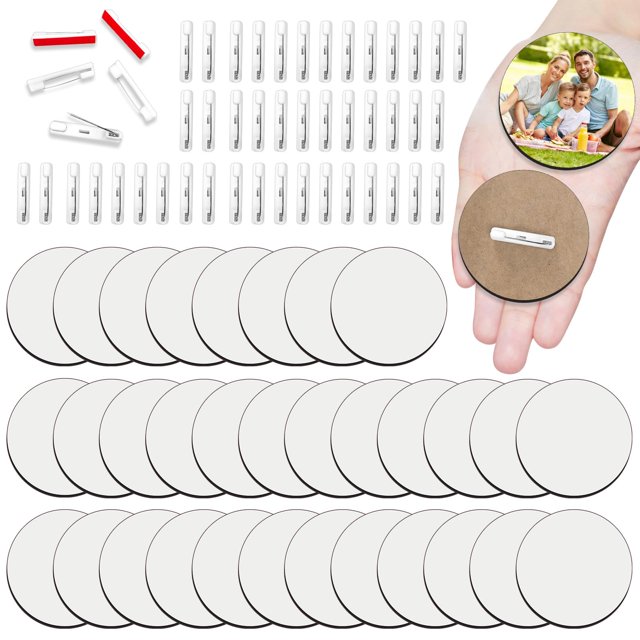 Botones de sublimación con alfileres, botones de MDF de 3 pulgadas, alfileres para sublimación, Navidad para proyectos escolares, etiquetas de identificación por sublimación, manualidades (70)
