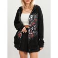 thumbnail image 3 of LMLYSoH Women Hooded Sweatshirt, Adults Casual Skull Print Long Sleeve Cardigan with Pockets, 3 of 9