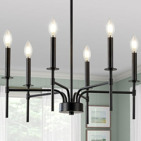 

Black Chandelier Light Fixture 6 Light Modern Farmhouse Chandeliers for Dining Room Light Fixture Metal Candle Chandelier Lighting for Dining Table Living Room Foyer Bedroom Staircase