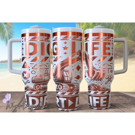 Star Mug Dig Life,Irt Life 40Oz Tumbler , 40Oz Quencher Construction Excavator-, Track Hoe - Tumbler With Handle, To-Go Coffee Mug 40oz