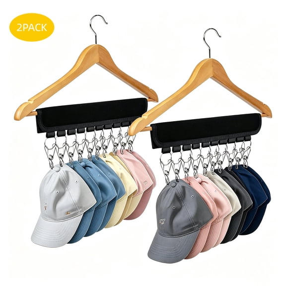 RYLZX 2Pack Hat Rack for Closet for Hanger & Room Closet Display, 10 Hat Storage Clips for Hang Ball Caps Beanie, for Men Women Gift, Not Including Hangers & Hats