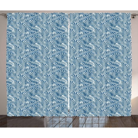 Navy Blue Curtains 2 Panels Set Tropical Rainforest Inspirations