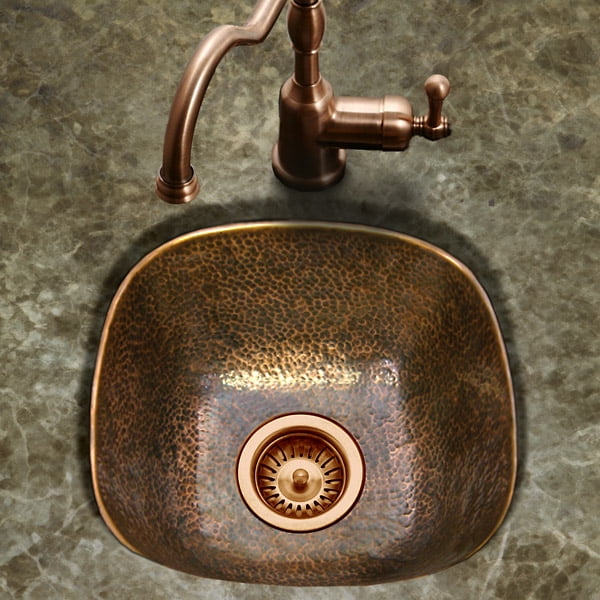 Houzer Lager Hammered Copper Undermount Wet Bar Prep Sink