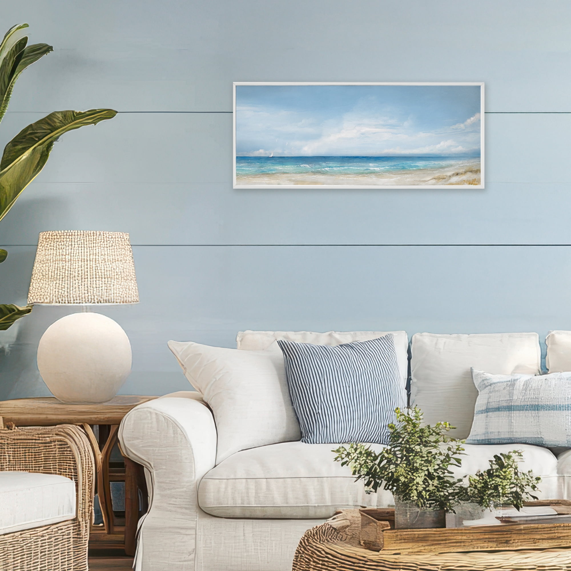 Stupell Industries Open Panoramic Sea White Framed Giclee Art, design by Ruane Manning