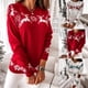thumbnail image 4 of Suéteres de punto de Navidad para mujer, prenda de punto Jacquard con estampado de alces, jersey de manga larga con cuello redondo, Top suave y cálido, ropa Y2K 2024, 4 of 4