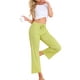 thumbnail image 2 of INSPIRE CHIC Pantalones Palazzo de Pierna Ancha de Cintura Alta para Mujer, Casual, de Punto Acanalado, con Cinta Ajustable, Cortos, Talla XS, Verde, 2 of 5