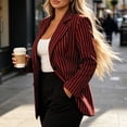 thumbnail image 6 of Purcolt Women's Stripes Blazer Dressy Casual Notched Lapel One Button Long Sleeve Boyfriend Jackets Suit Comfort Slim Fit Business Work Office Outerwear, 6 of 9