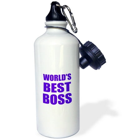 3dRose Worlds Best Boss - purple text - great design for the greatest boss, Sports Water Bottle,