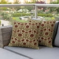 thumbnail image 3 of Pack of 2 Boho Floral Outdoor Pillow Covers Decorative, Waterproof Pillow Protector, Modern Geometric Ethnic Abstract Flowers Red Green Throw Pillowcases Accent Cushion Cases for Patio Couch 26"x26", 3 of 8