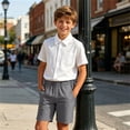 thumbnail image 5 of Mifsaly Kids Back To School Uniform Sets Girls Boys Short Sleeve White Button Up Shirts and Shorts First Day Of School Casual 2 Piece Outfits, 5 of 9