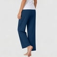 thumbnail image 4 of Axiiglly Wide Leg Pants for Women Drawstring Elastic Waist Flowy Trousers with Pockets Summer Beach Vacation Pants, S-2XL, 4 of 7