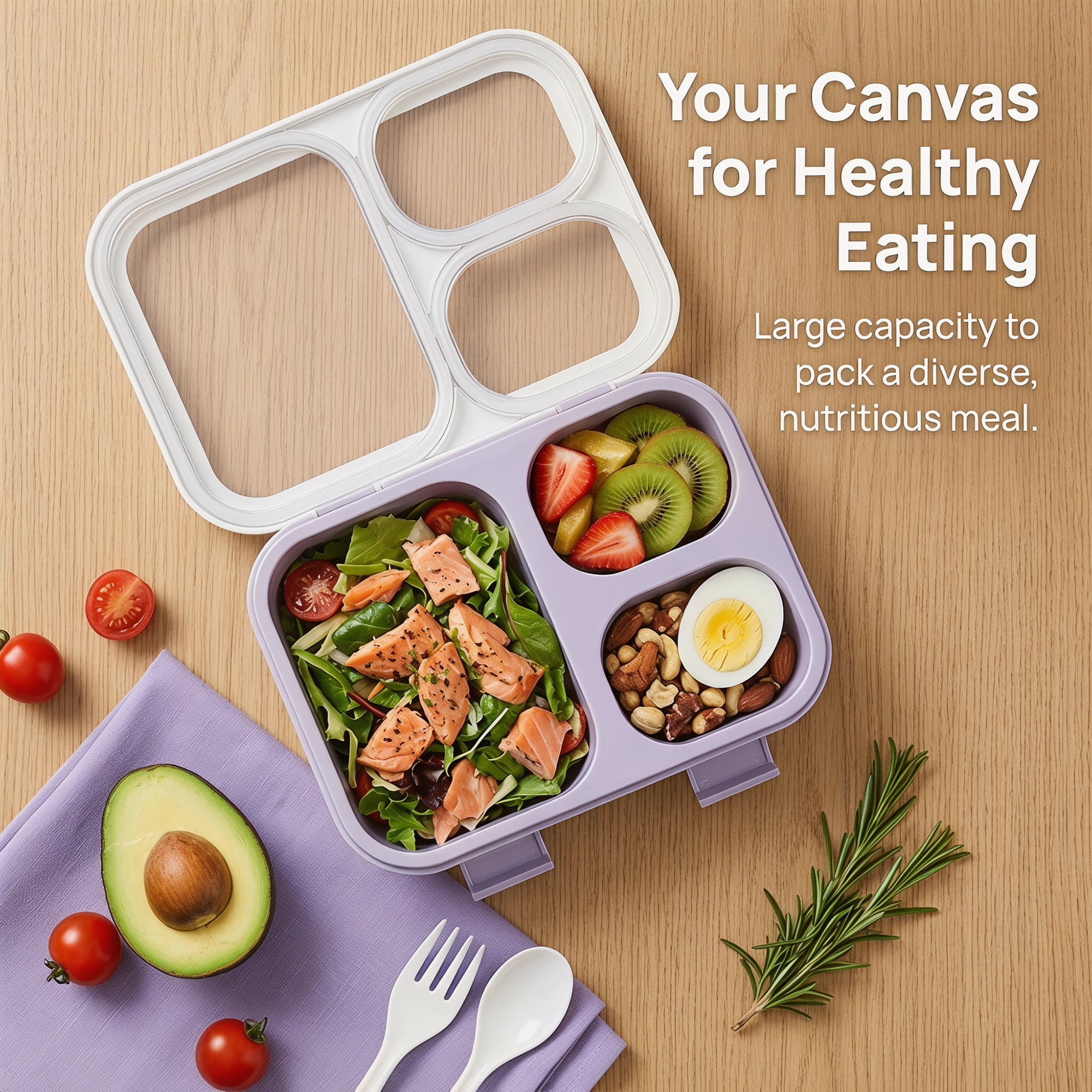 Unique Bargains Clear Lid Leak Resistant Meal Lunch Bento Box for Work Purple-1