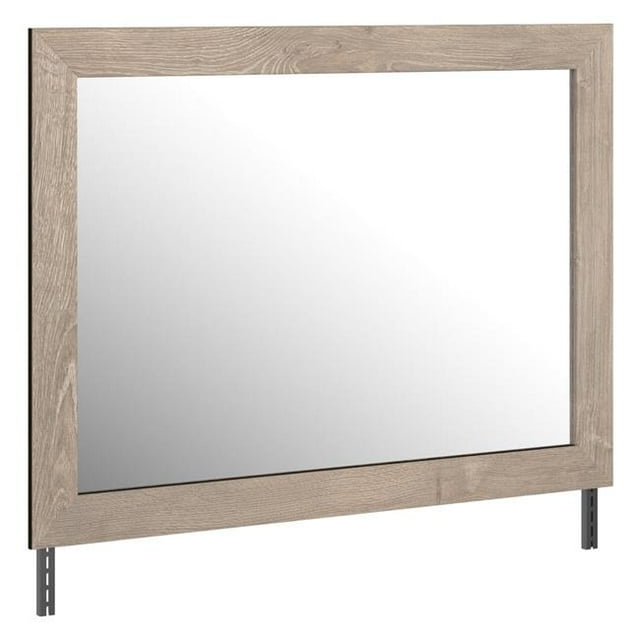 Benzara BM241904 Bedroom Mirror with Grains & Rectangular Encasing, Oak Brown