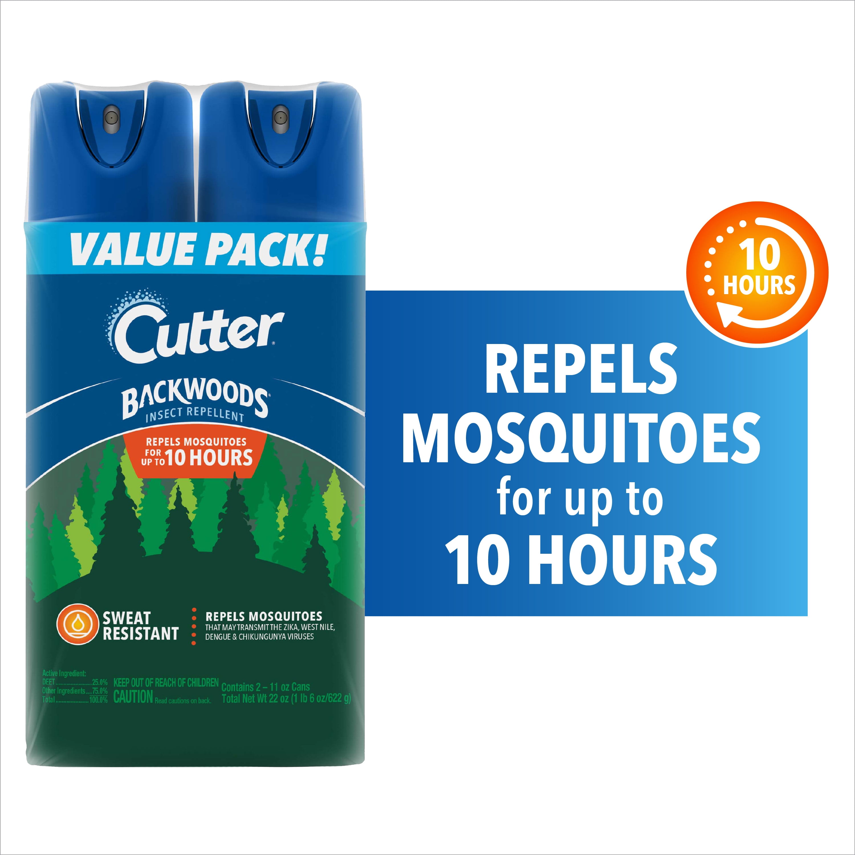 (2 pack) Cutter Backwoods Insect and Mosquito Repellent, Bug Spray with 25% DEET, 2 Pack