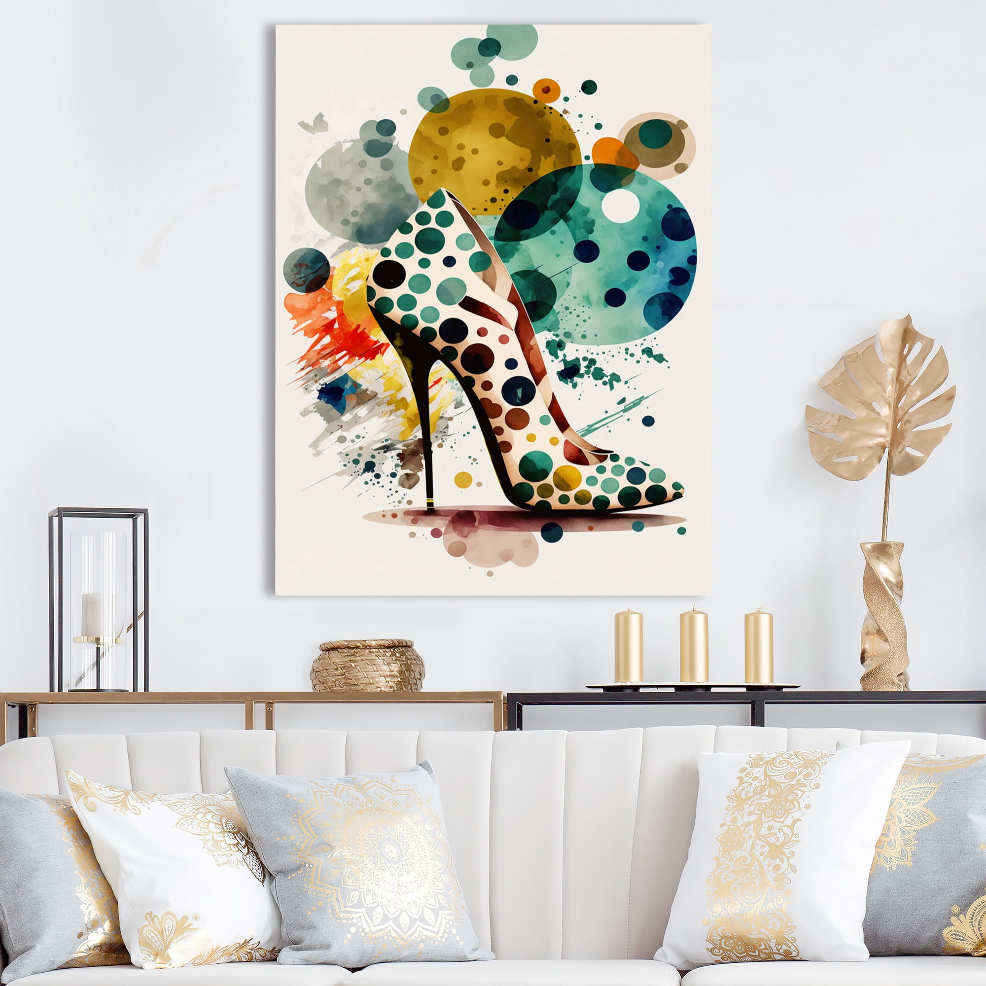 Designart Retro Art Deco High Heel Shoe VI Canvas Wall Art