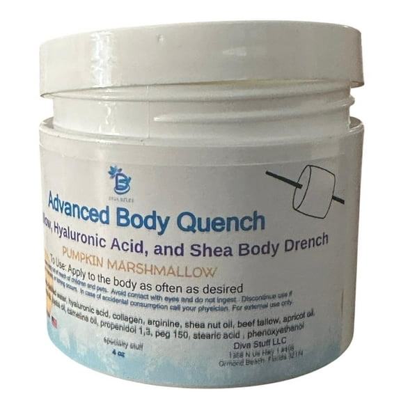 Diva Stuff Advanced Body Quench Pumpkin Marshmallow Scent, With Beef Tallow, Hyaluronic Acid, Shea Butter, Deep Hydration, Plumps, Smooths and Hydrates