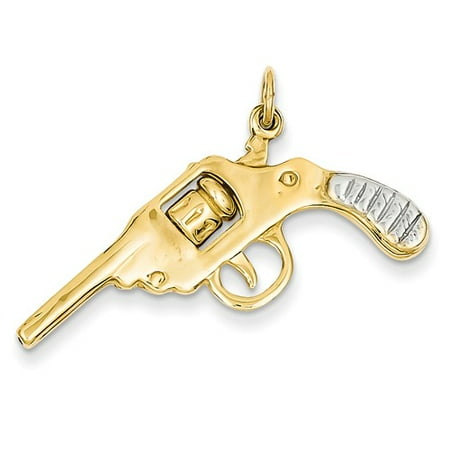 14k Yellow Gold Moveable Revolver Charm Pendant