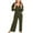 Army Green, variant on Amvlyk Jumpsuits for Women Summer Long Sleeve Lapel Rompers Comfortable Workout Wide Leg Long Pants Casual Solid Color Loose Overalls with Pockets for Trendy Beach Vacation Outfits