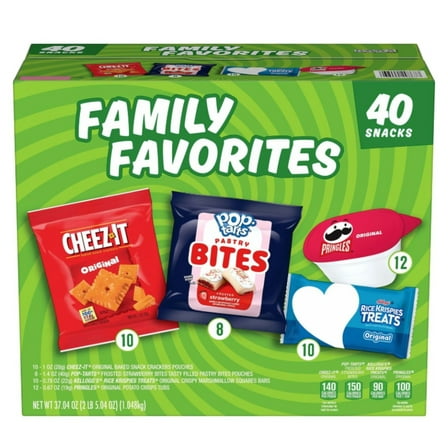 Kellogg's Family Favorites Mix Variety Pack, 40 Pk. – Cheez-It, Pop-Tarts Bites, Pringles, Rice Krispies Treats