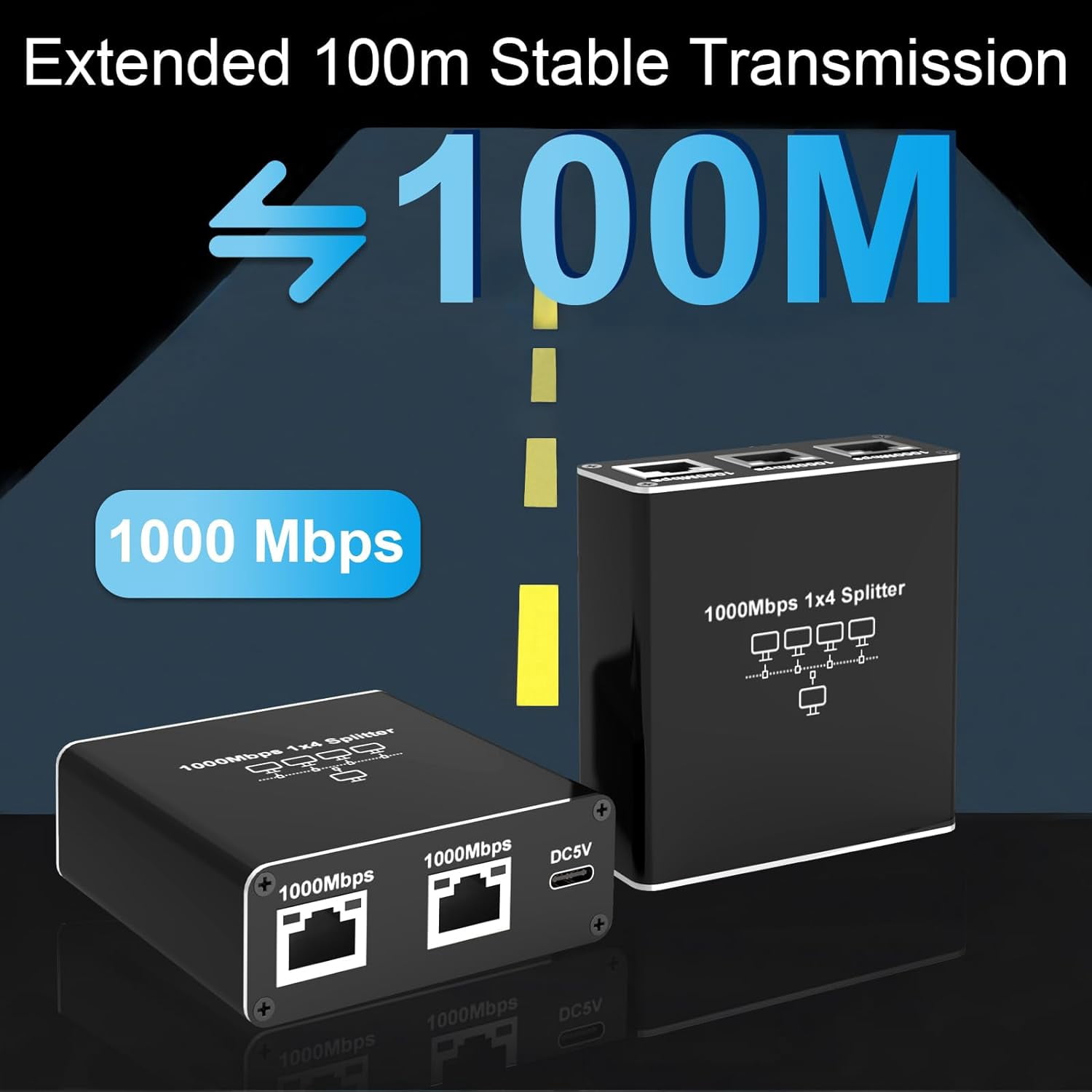 AUBEAMTO 5 Port Gigabit Ethernet Switch with USB Power Cable, 1000Mbps Ethernet Splitter 1 to 4 Out [4 Devices Simultaneous Networking], Computer High Speed LAN Internet Splitter for Cat 5/5e/6/7/8