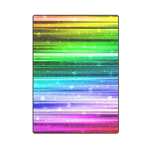 RYLABLUE Colored Striped Background with Stardust Throw Blanket Bed Sofa Blanket 58x80 inches
