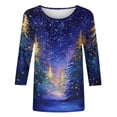thumbnail image 4 of Oplxuo Womens Christmas Shirts Dressy 3/4 Length Sleeve Tops - Funny Christmas Graphic 2025 Crew Neck Holiday Tops Pullover, 4 of 4