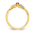 thumbnail image 2 of 14K Yellow Gold Ring Band Gemstone Ruby Marquise Red Diamond Round, Size 9, 2 of 3