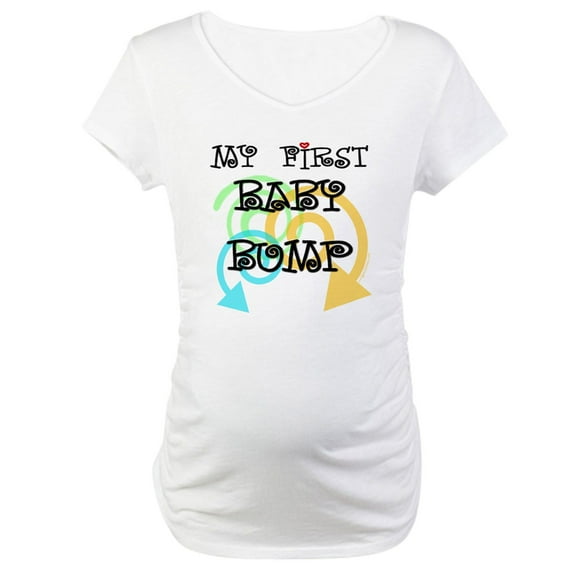 CafePress - Cute First Baby Bump Pregnancy Maternity T Shirt - Cotton Maternity T-shirt, Cute & Funny Pregnancy Tee
