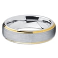 thumbnail image 2 of Silly Kings 6mm Brushed Silver Tungsten Carbide Wedding Band Stepped Yellow Gold Edge Comfort Fit Ring, 2 of 3