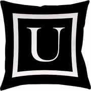 IDG Classic Block Monogram Decorative Pillow - Black