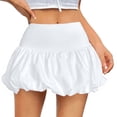thumbnail image 5 of WTOBBY Women's Summer Bubble Skirt High Waist A-Line Fashion Design with Built-in Shorts, Breathable Casual Short Skirt for Beach Vacation and Daily Outdoor Activities,White L, 5 of 5
