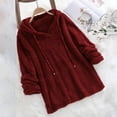 thumbnail image 2 of Olyvenn Womens Sweatshirts Tops Plus Size Loose Fashion Womens Warm Plush Drawstring Winter Hooded Solid Long Sleeve Tops For Women 2022, 2 of 8