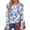 White-Blue-Floral, variant on Fantaslook Womens Long Sleeve Shirts Fall Tunic Tops Casual Crewneck Floral Blouses