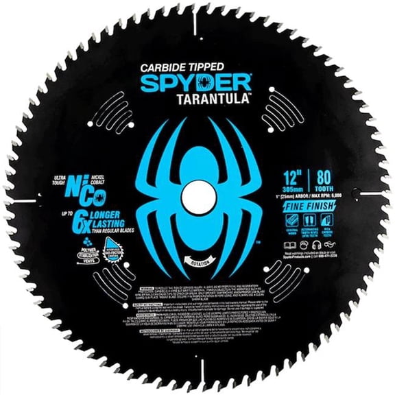 SM Products 135699 12 in. 80 Teeth Spyder Tarantula Ultra Fine Finish Circular Saw Blade - Clamshell