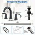 thumbnail image 2 of Wowkk Sanitary Ware Brass Bathroom Sink Faucet 2 Handles Widespread Bathroom Faucet 3 Hole, Pop-Up Drain and cUPC Supply Lines Included, Basin Faucets for Vanity Rv Restroom, Matte Black, 2 of 9