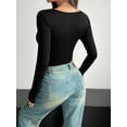 thumbnail image 5 of MOYIKO Square Neck Long Sleeve Shirts for Women Fitted Tees Tops,Size X-Large, 5 of 9