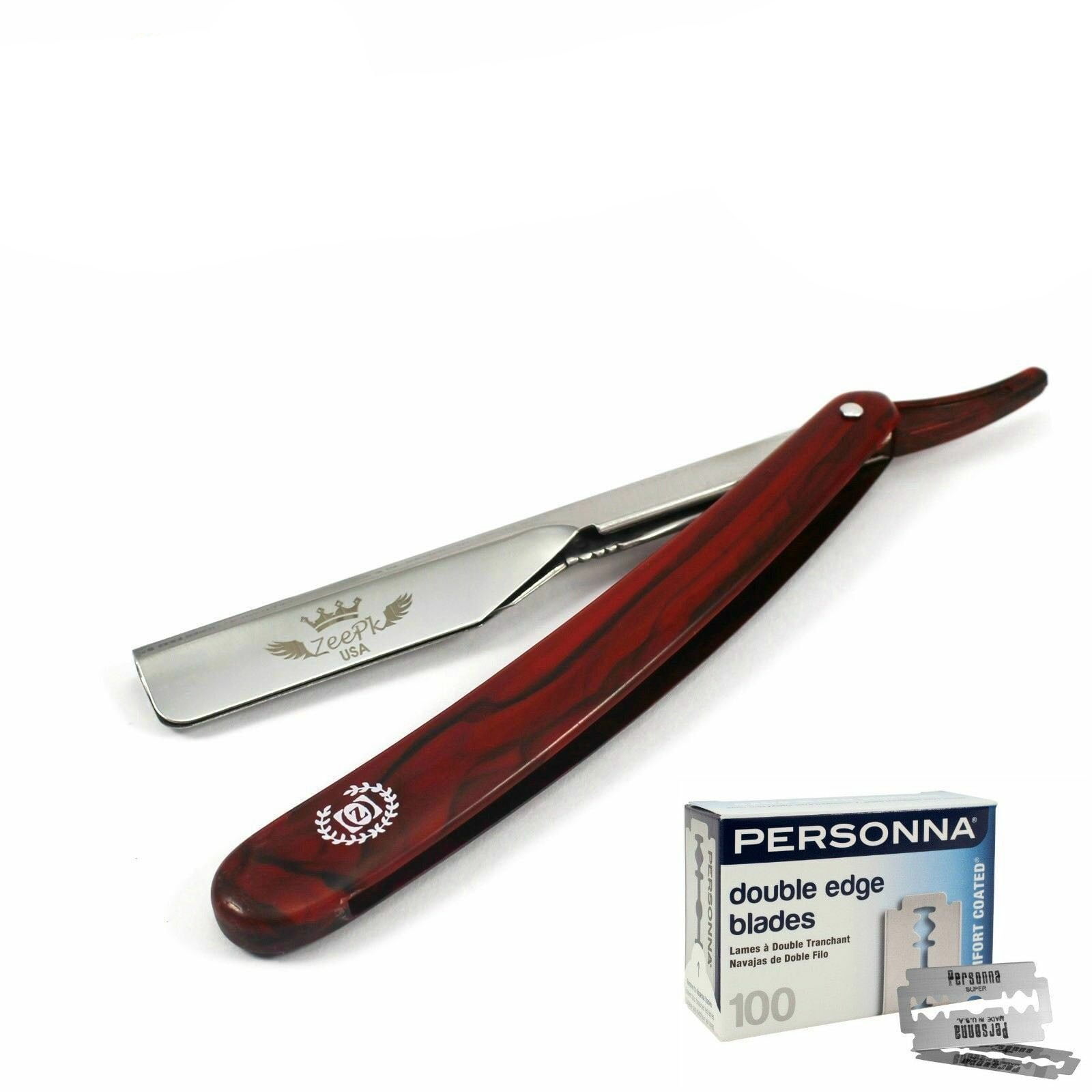 MEN BARBER BEARD CUT THROAT SHAVETTE STRAIGHT RAZOR RASOIR 100 PERSONNA BLADES