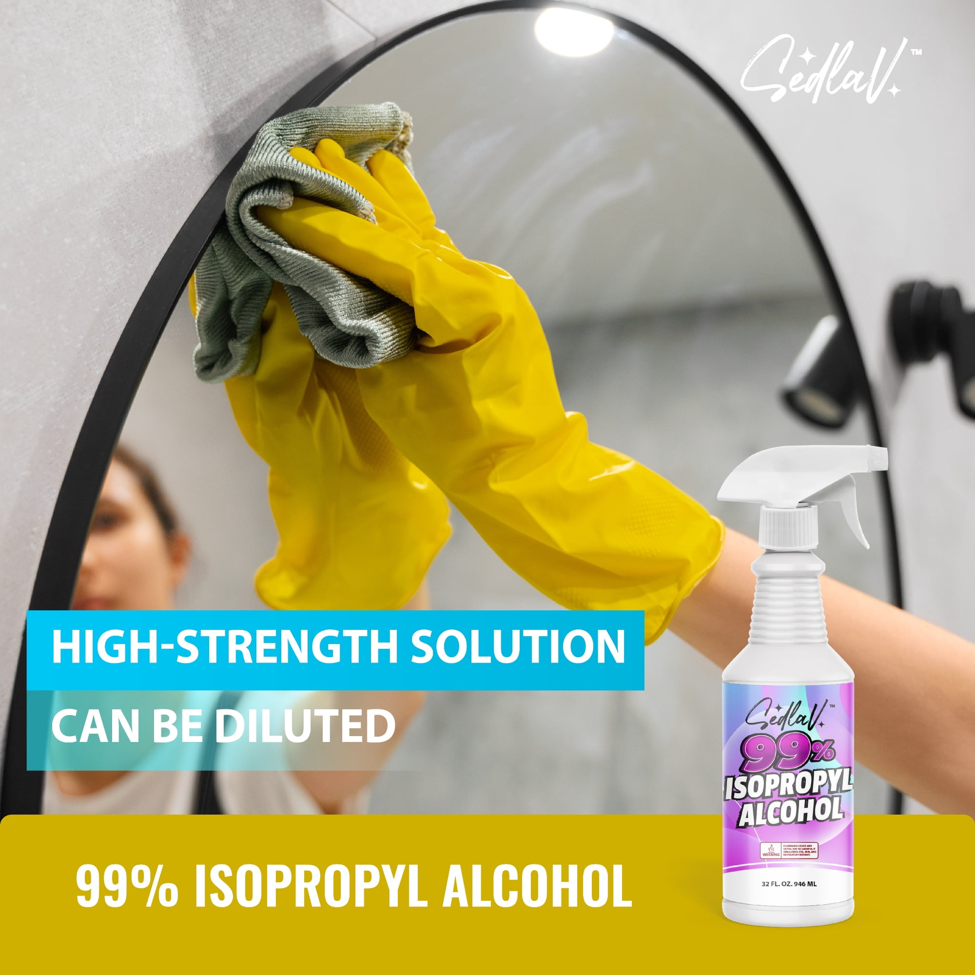 SEDLAV Isopropyl Alcohol 99% Spray 32 Fl Oz Spray Bottle Rubbing Alcohol Sprayer 99 Percent Isopropyl Alcohol Spray Technical Use 10 Bottles