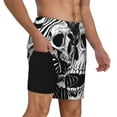 thumbnail image 2 of Naloa Psychedelic Skull Illusion Art Print Men Swim Trunks with Compression Liner ,Board Shorts,Men's Swim Shorts with Drawstring and Elastic Waistband-Small, 2 of 6