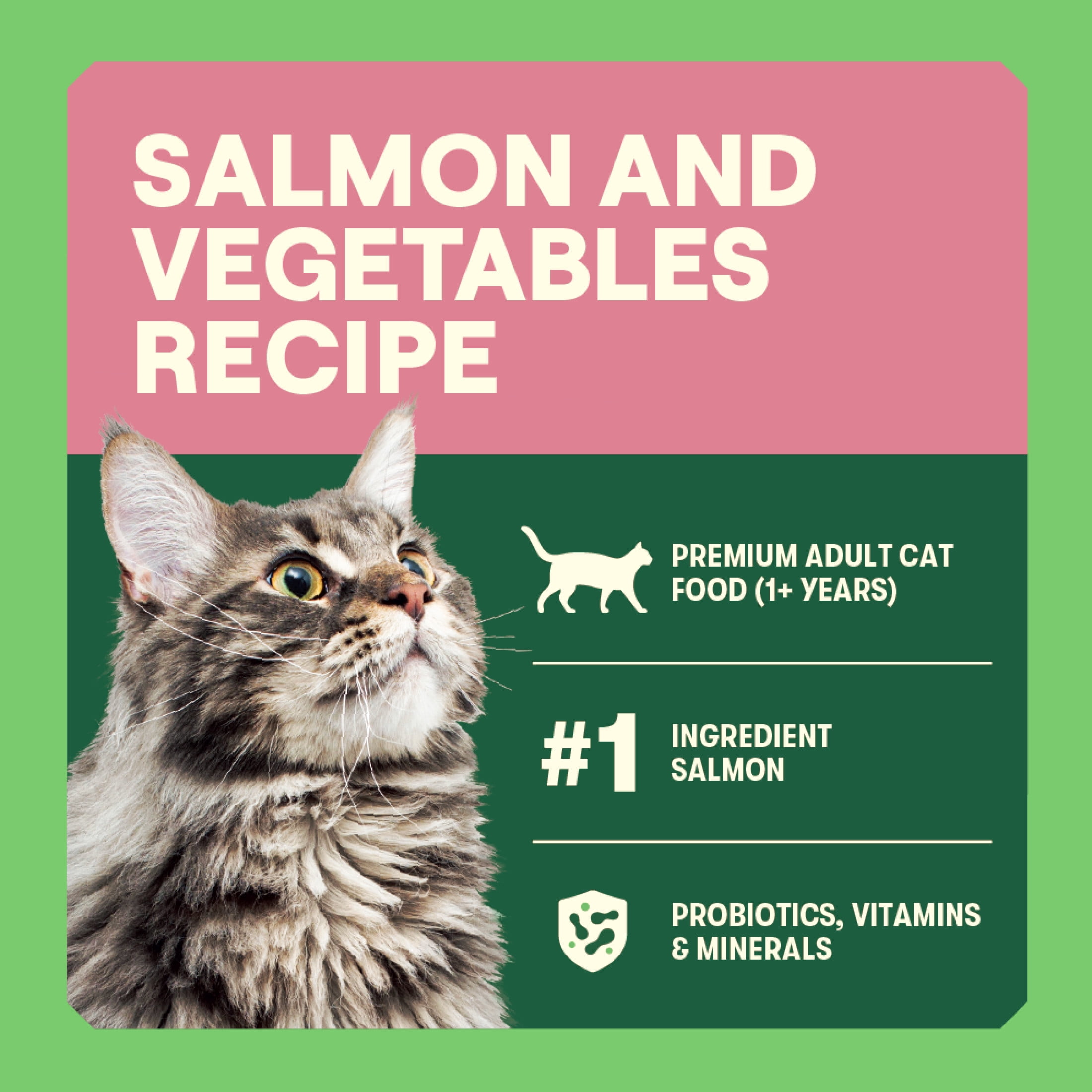 (2 pack) Goodlands Salmon & Vegetables Flavor, Dry Adult Cat Food with Probiotics, 7 lb Bag