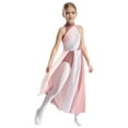 thumbnail image 3 of RUNQHUI Kids Girls Lyrical Ballet Dance Dress Sheer Mesh Skirted Leotard Sleeveless Modern Contemporary Dance Dress Dusty Pink 6, 3 of 7