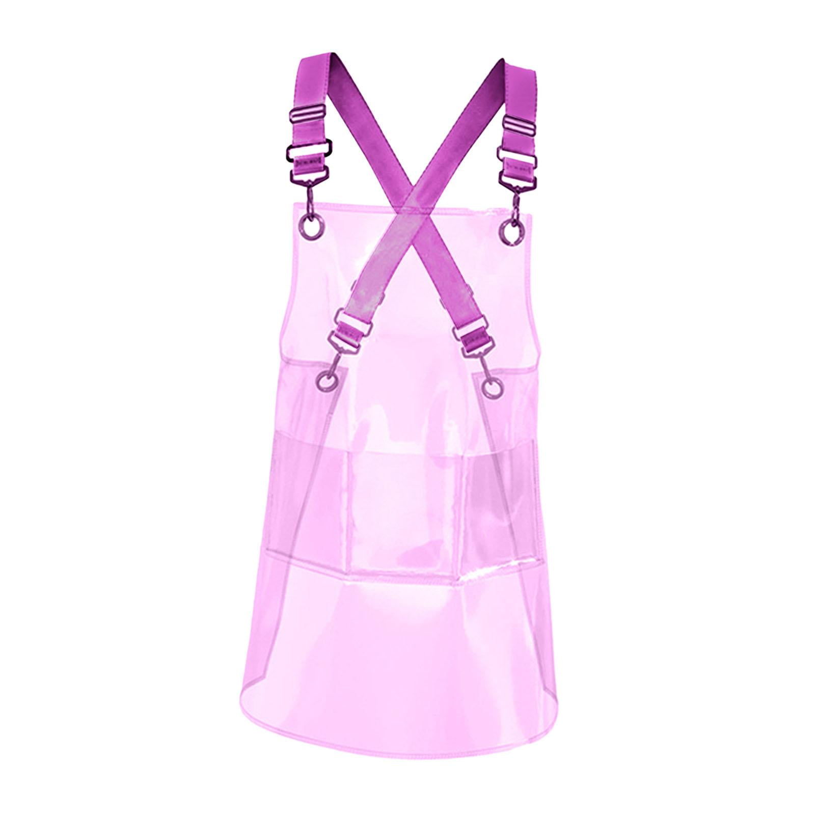 Fiocias Transparent Apron Hair Stylist Apron Gardening Chef Apron with Pocket for Flower Pink 80cm