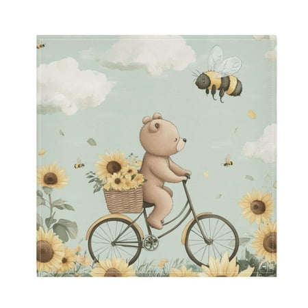 

WOBOGO Cut Bear Riding Bicycle Cloth Napkins 6 Pieces Soft Elegant Touch Durable Absorbent Quick Drying for Elegant Dining