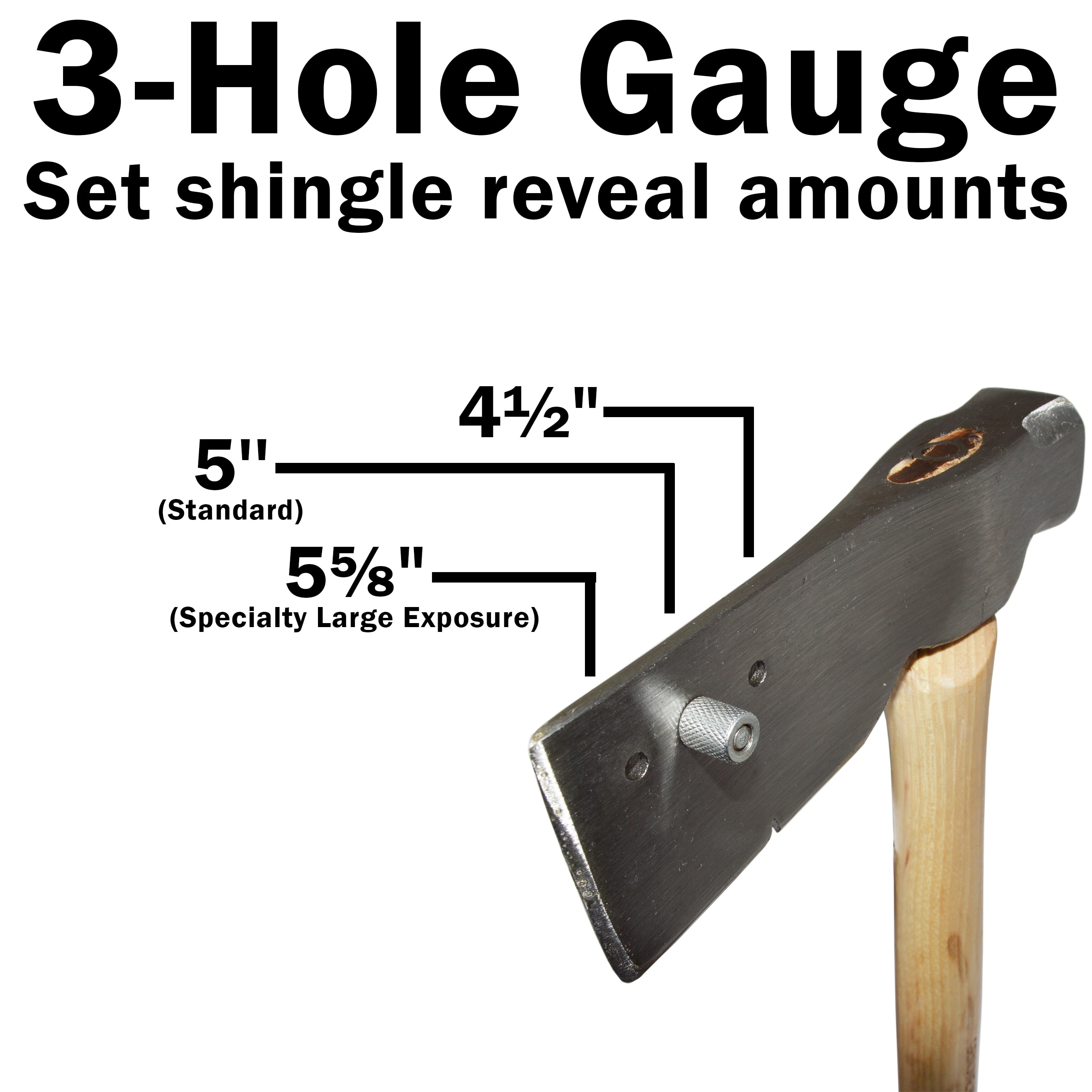 Shingling Roofing Hatchet with Milled Striking Face, Three-Position Exposure Gauge for , Nail Slot, and Hickory Wood Handle