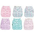 thumbnail image 2 of Simple Being Reusable Cloth Diapers,6 Pack Pocket Adjustable Size,Waterproof Cover,6 Inserts,Wet Bag, Double Gusset (Girl Stripe), 2 of 6