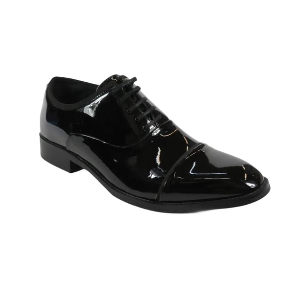 Men Santino Luciano Formal Dress Shoes Patent Leather Shiny Lace up C534 Black